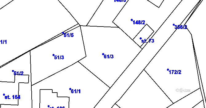 Parcela st. 61/3 v KÚ Hostišová, Katastrální mapa