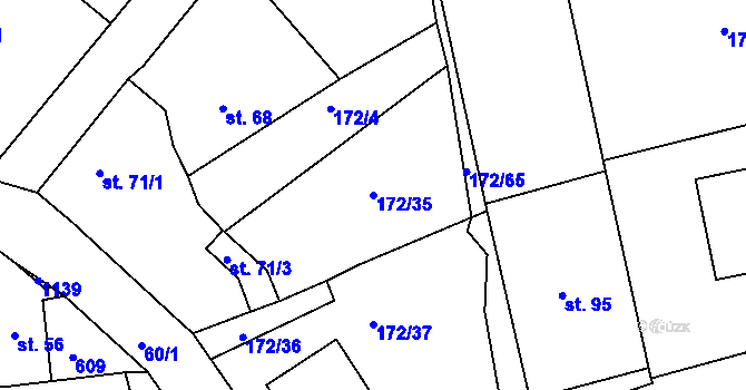 Parcela st. 172/35 v KÚ Hostišová, Katastrální mapa