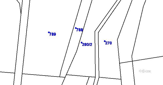 Parcela st. 280/2 v KÚ Hostišová, Katastrální mapa