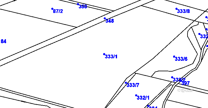 Parcela st. 333/1 v KÚ Hostišová, Katastrální mapa