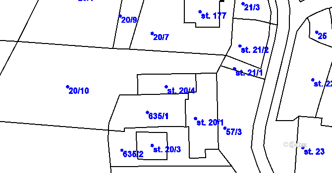 Parcela st. 20/4 v KÚ Hostišová, Katastrální mapa