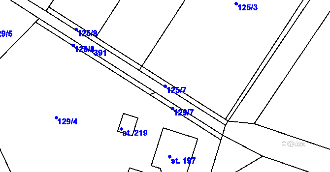 Parcela st. 125/7 v KÚ Hostišová, Katastrální mapa