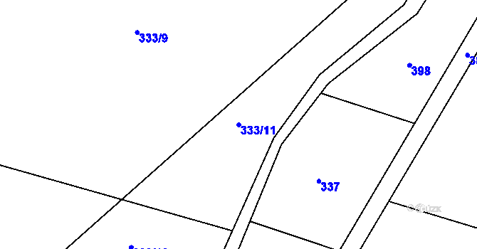 Parcela st. 333/11 v KÚ Hostišová, Katastrální mapa