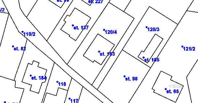 Parcela st. 163 v KÚ Hostišová, Katastrální mapa