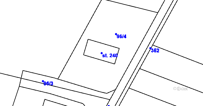 Parcela st. 240 v KÚ Hostišová, Katastrální mapa