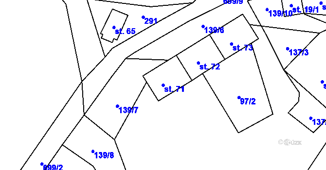 Parcela st. 71 v KÚ Hostišovice, Katastrální mapa