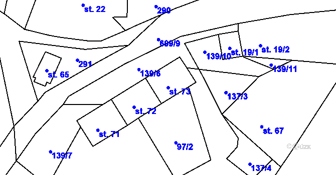Parcela st. 73 v KÚ Hostišovice, Katastrální mapa