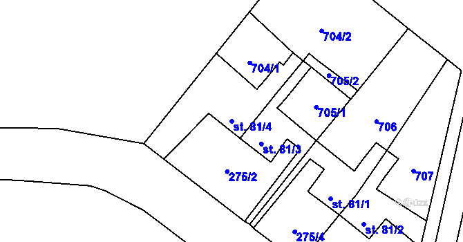 Parcela st. 81/4 v KÚ Hostišovice, Katastrální mapa
