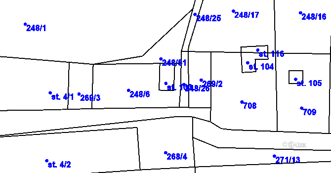 Parcela st. 103 v KÚ Hostišovice, Katastrální mapa
