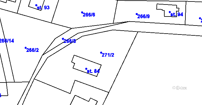 Parcela st. 271/2 v KÚ Hostišovice, Katastrální mapa