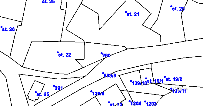 Parcela st. 290 v KÚ Hostišovice, Katastrální mapa