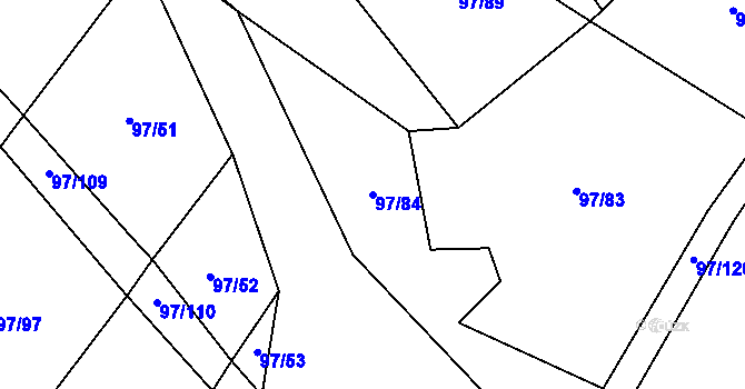 Parcela st. 97/84 v KÚ Hostišovice, Katastrální mapa