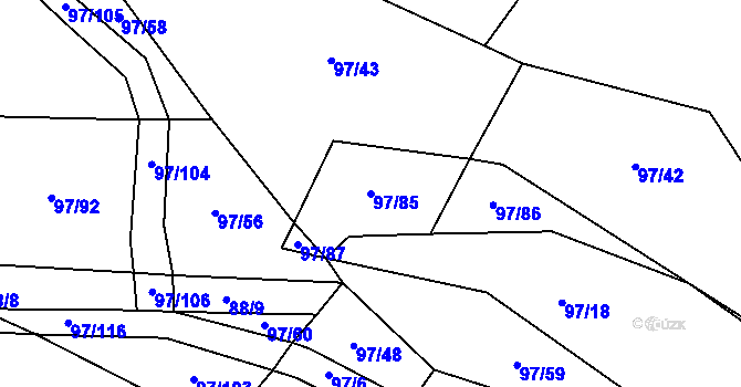 Parcela st. 97/85 v KÚ Hostišovice, Katastrální mapa