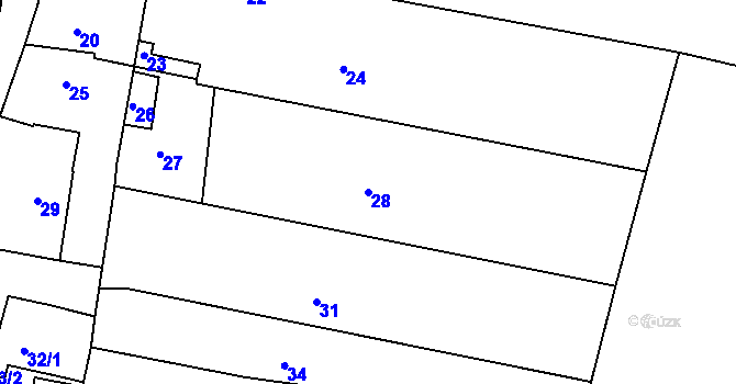 Parcela st. 28 v KÚ Hostivice, Katastrální mapa