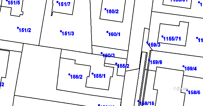 Parcela st. 160/3 v KÚ Hostivice, Katastrální mapa