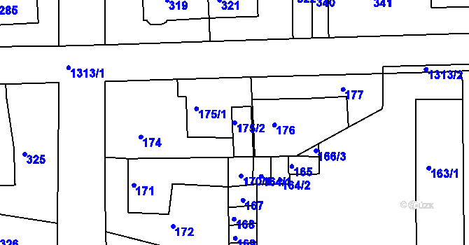 Parcela st. 175/2 v KÚ Hostivice, Katastrální mapa
