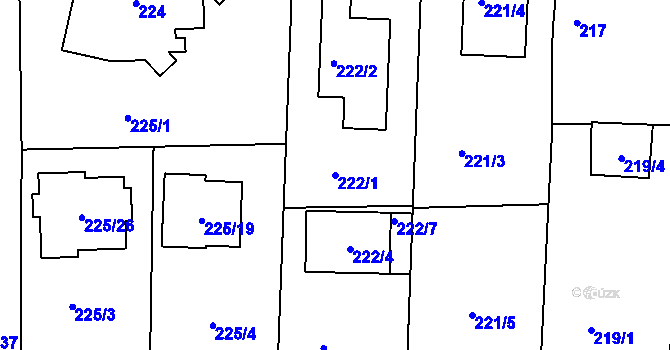 Parcela st. 222/1 v KÚ Hostivice, Katastrální mapa