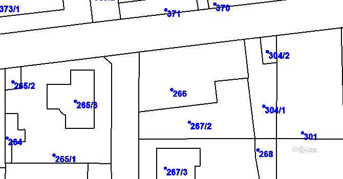 Parcela st. 266 v KÚ Hostivice, Katastrální mapa