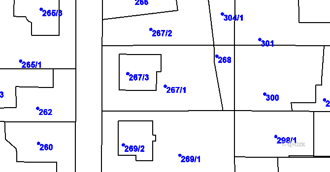 Parcela st. 267/1 v KÚ Hostivice, Katastrální mapa