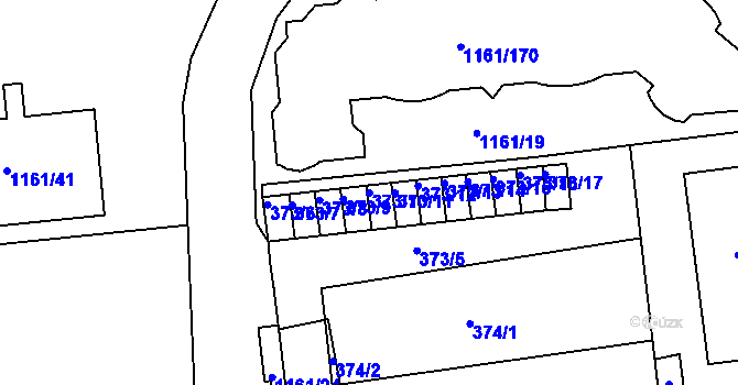 Parcela st. 373/10 v KÚ Hostivice, Katastrální mapa