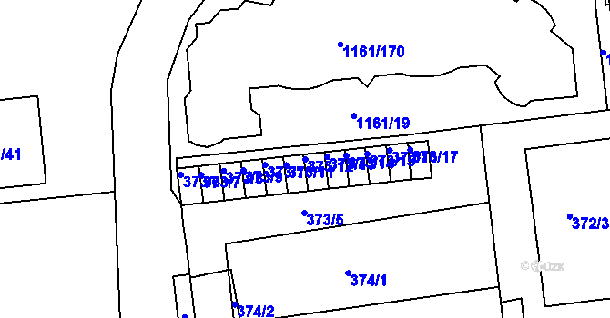 Parcela st. 373/12 v KÚ Hostivice, Katastrální mapa