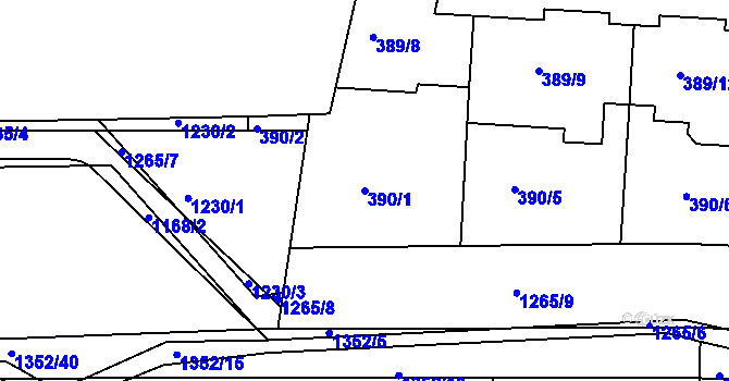 Parcela st. 390/1 v KÚ Hostivice, Katastrální mapa