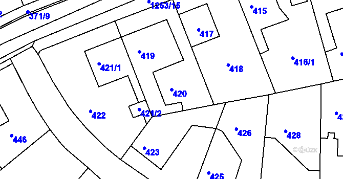 Parcela st. 420 v KÚ Hostivice, Katastrální mapa