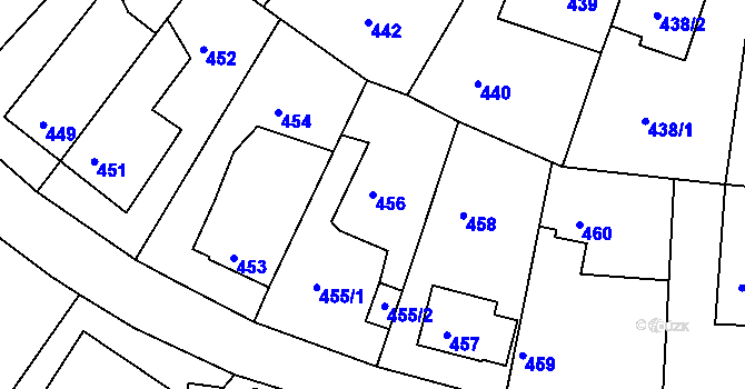 Parcela st. 456 v KÚ Hostivice, Katastrální mapa