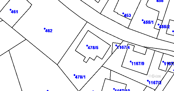 Parcela st. 478/5 v KÚ Hostivice, Katastrální mapa