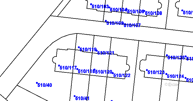 Parcela st. 510/121 v KÚ Hostivice, Katastrální mapa