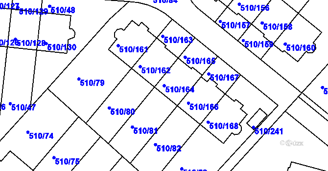 Parcela st. 510/164 v KÚ Hostivice, Katastrální mapa