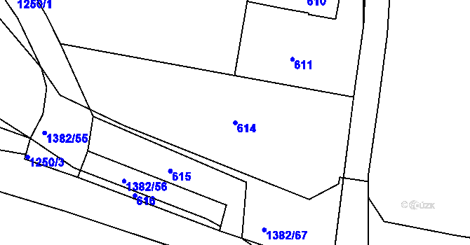 Parcela st. 614 v KÚ Hostivice, Katastrální mapa