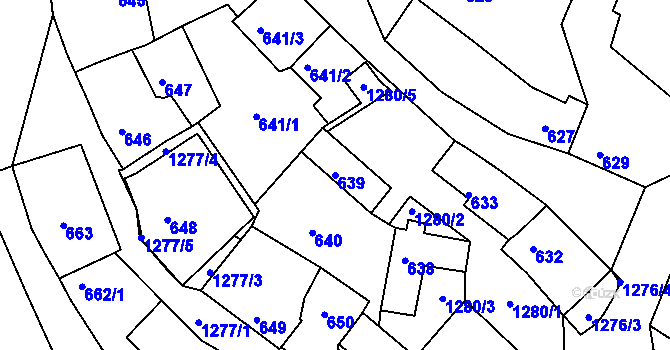 Parcela st. 639 v KÚ Hostivice, Katastrální mapa