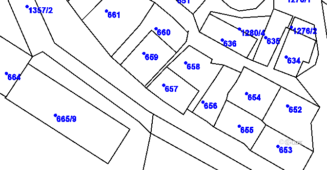 Parcela st. 657 v KÚ Hostivice, Katastrální mapa