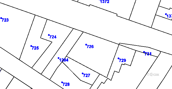 Parcela st. 726 v KÚ Hostivice, Katastrální mapa