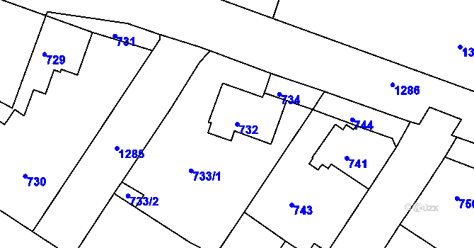 Parcela st. 732 v KÚ Hostivice, Katastrální mapa