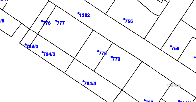 Parcela st. 778 v KÚ Hostivice, Katastrální mapa