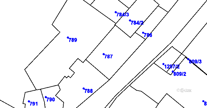 Parcela st. 787 v KÚ Hostivice, Katastrální mapa