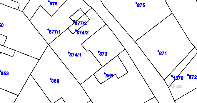Parcela st. 873 v KÚ Hostivice, Katastrální mapa