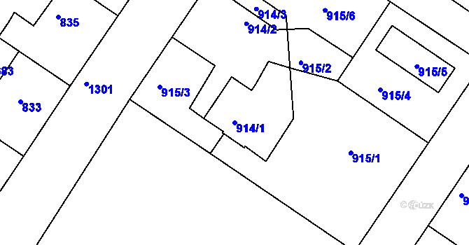 Parcela st. 914/1 v KÚ Hostivice, Katastrální mapa