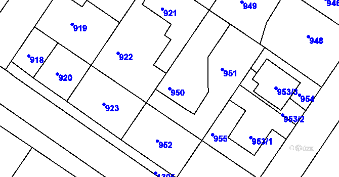 Parcela st. 950 v KÚ Hostivice, Katastrální mapa