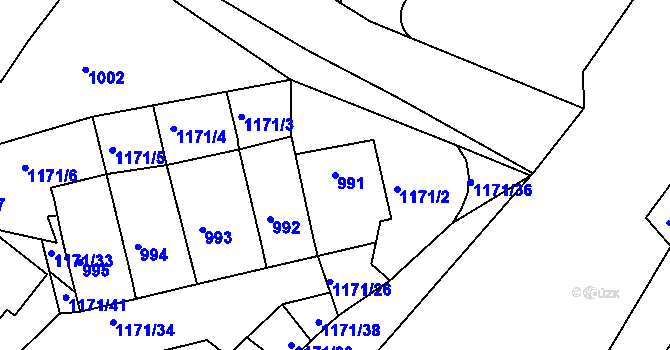 Parcela st. 991 v KÚ Hostivice, Katastrální mapa
