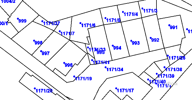 Parcela st. 995 v KÚ Hostivice, Katastrální mapa