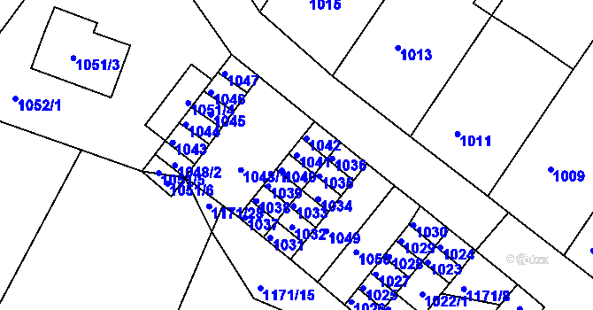 Parcela st. 1041 v KÚ Hostivice, Katastrální mapa