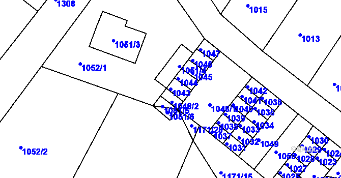 Parcela st. 1043 v KÚ Hostivice, Katastrální mapa