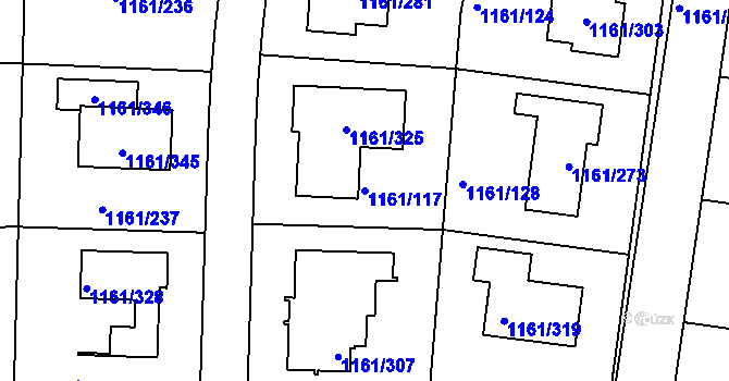 Parcela st. 1161/117 v KÚ Hostivice, Katastrální mapa