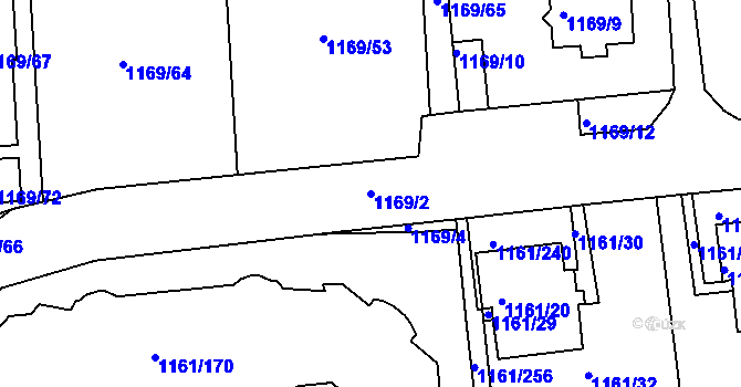 Parcela st. 1169/2 v KÚ Hostivice, Katastrální mapa