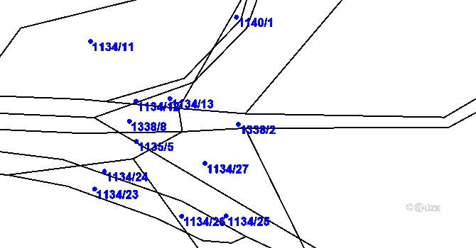 Parcela st. 1338/2 v KÚ Hostivice, Katastrální mapa