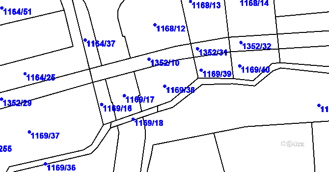 Parcela st. 1169/38 v KÚ Hostivice, Katastrální mapa