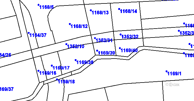 Parcela st. 1169/39 v KÚ Hostivice, Katastrální mapa